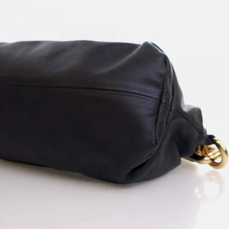 Pre Owned Bottega Veneta The Chain Pouch Black Calfskin Shoulder Bag