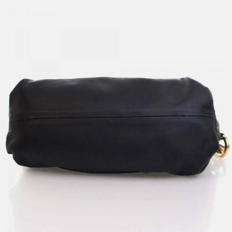 Pre Owned Bottega Veneta The Chain Pouch Black Calfskin Shoulder Bag