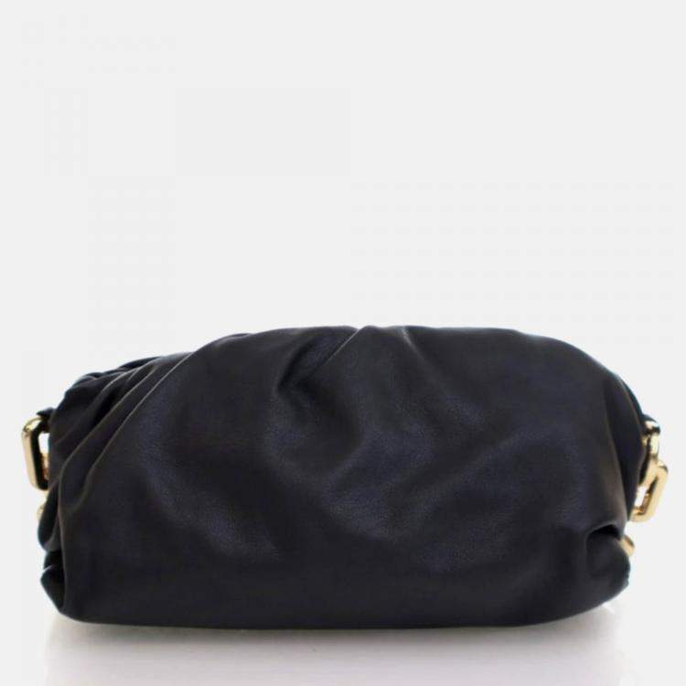 Pre Owned Bottega Veneta The Chain Pouch Black Calfskin Shoulder Bag