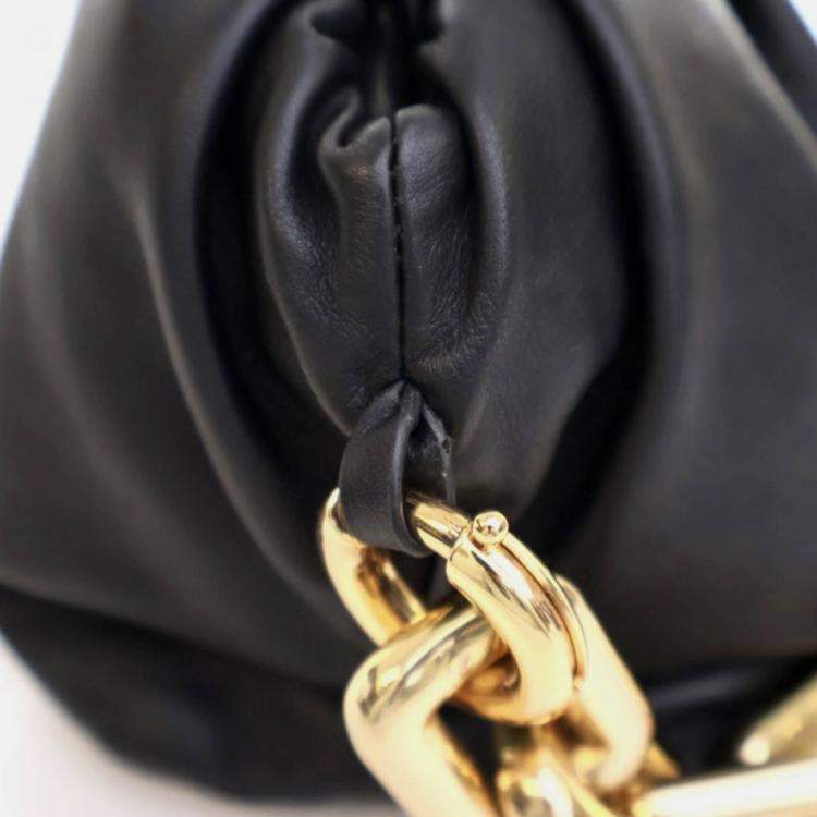 Pre Owned Bottega Veneta The Chain Pouch Black Calfskin Shoulder Bag