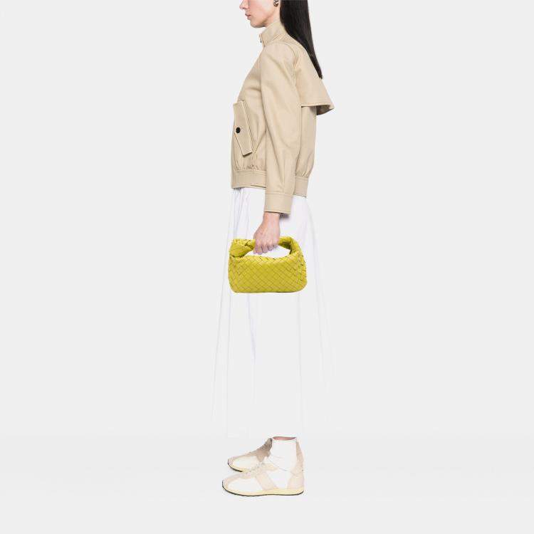 Pre Owned Bottega Veneta Yellow Mini Nappa Intrecciato Jodie