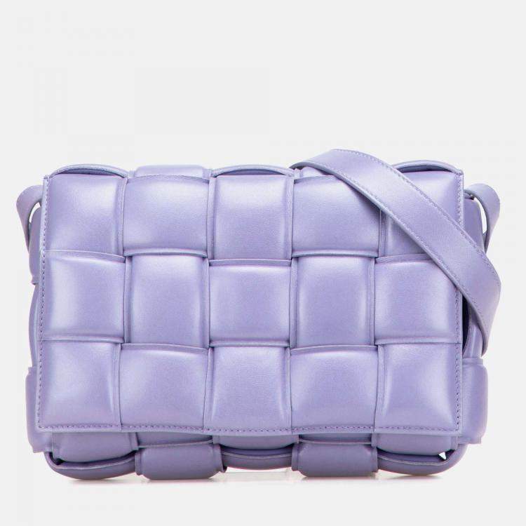 Pre Owned Bottega Veneta Purple Nappa Intrecciato Padded Cassette Crossbody