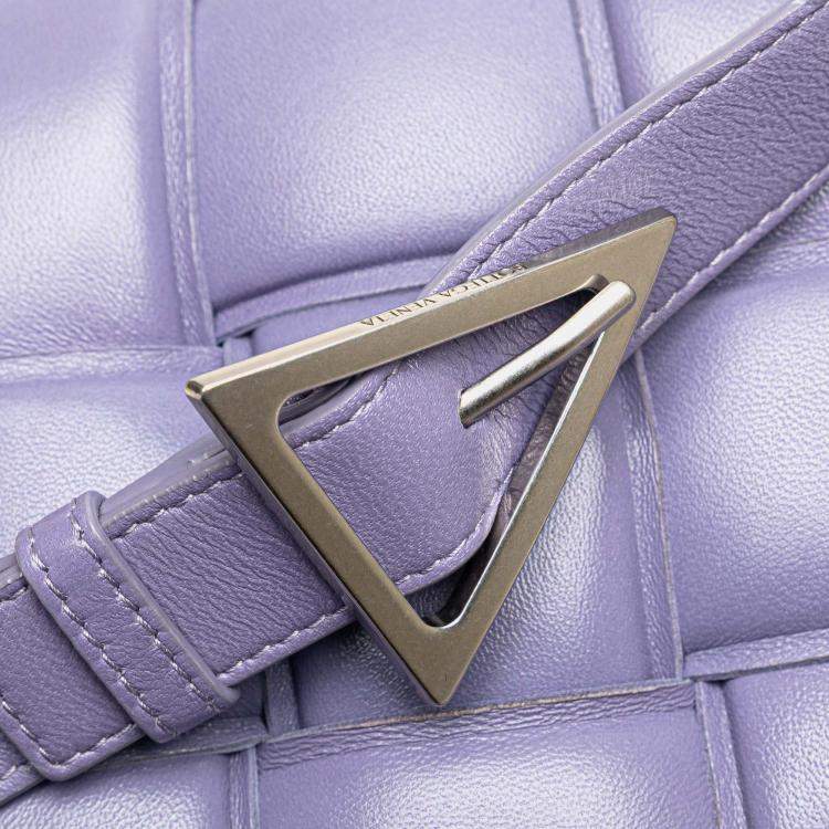 Pre Owned Bottega Veneta Purple Nappa Intrecciato Padded Cassette Crossbody