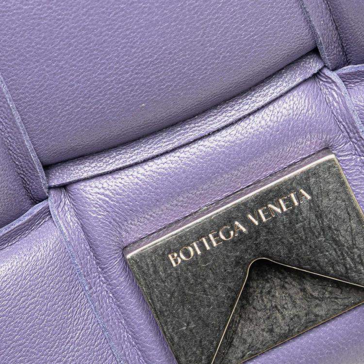 Pre Owned Bottega Veneta Purple Nappa Intrecciato Padded Cassette Crossbody