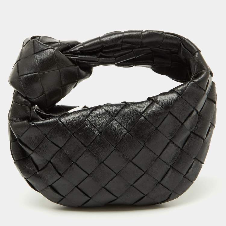 Pre Owned Bottega Veneta Black Intrecciato Leather Micro Candy Jodie Bag