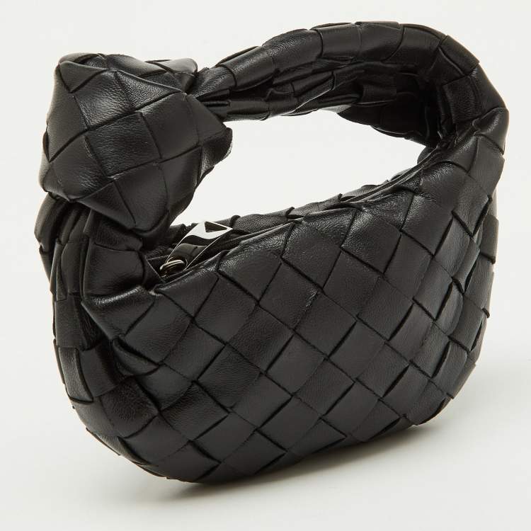 Pre Owned Bottega Veneta Black Intrecciato Leather Micro Candy Jodie Bag