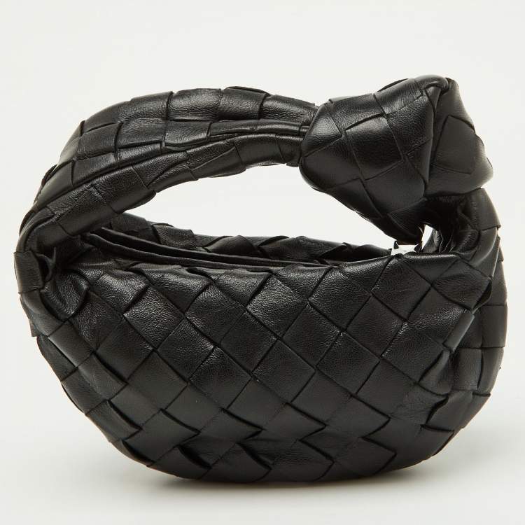 Pre Owned Bottega Veneta Black Intrecciato Leather Micro Candy Jodie Bag