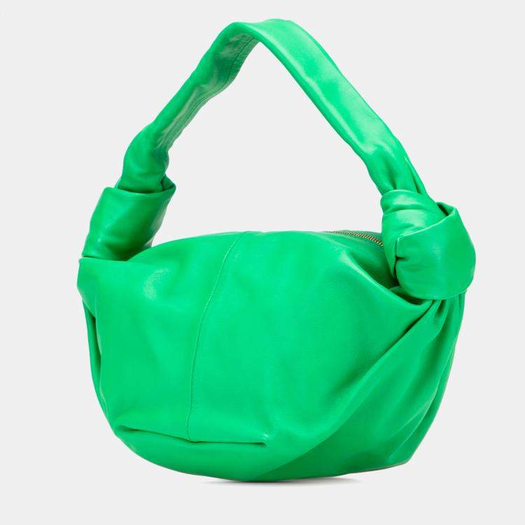 Pre Owned Bottega Veneta Green Mini Nappa Double Knot Bag
