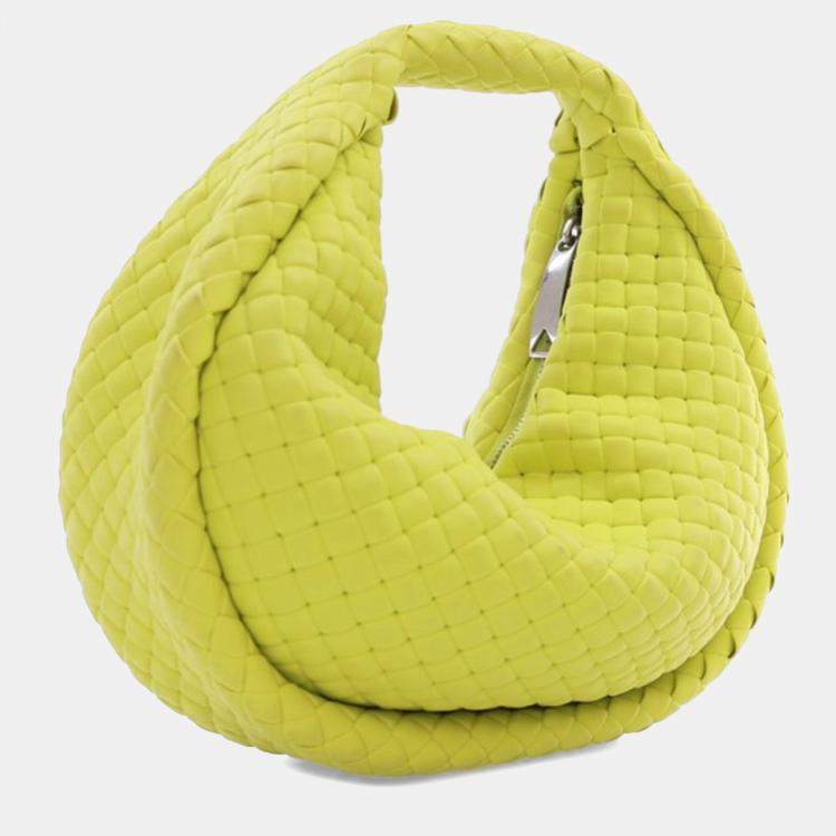Pre Owned Bottega Veneta Green Mini Rubber Padded Intreccio Jodie
