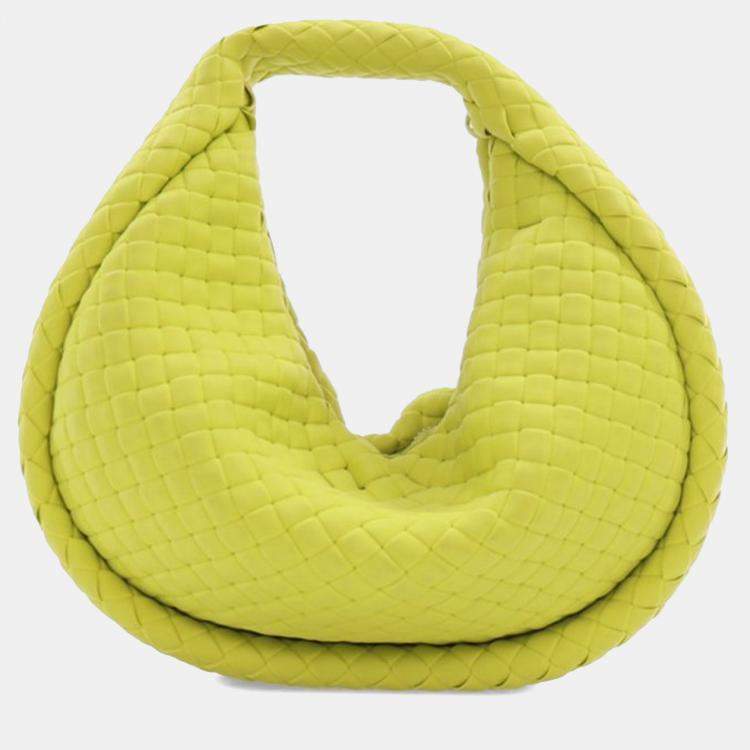 Pre Owned Bottega Veneta Green Mini Rubber Padded Intreccio Jodie