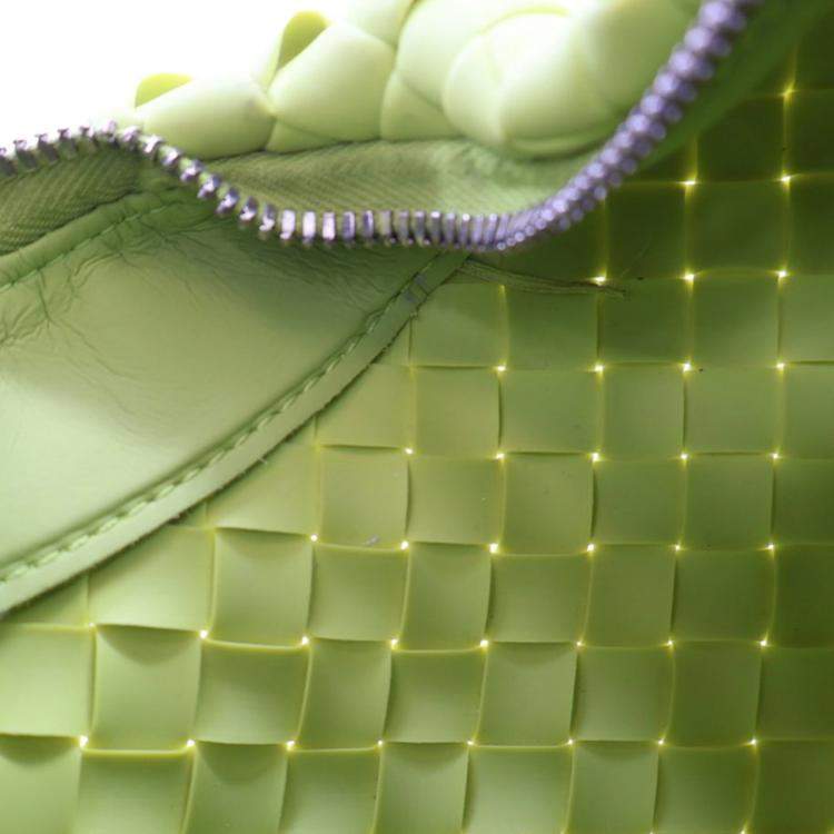 Pre Owned Bottega Veneta Green Mini Rubber Padded Intreccio Jodie