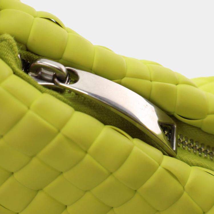Pre Owned Bottega Veneta Green Mini Rubber Padded Intreccio Jodie