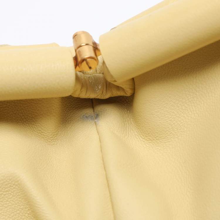 Pre Owned Bottega Veneta Yellow Intrecciato Leather Large Pouch Clutch