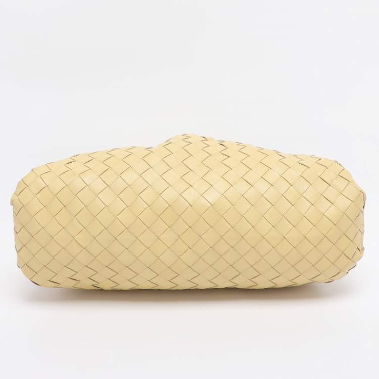 Pre Owned Bottega Veneta Yellow Intrecciato Leather Large Pouch Clutch