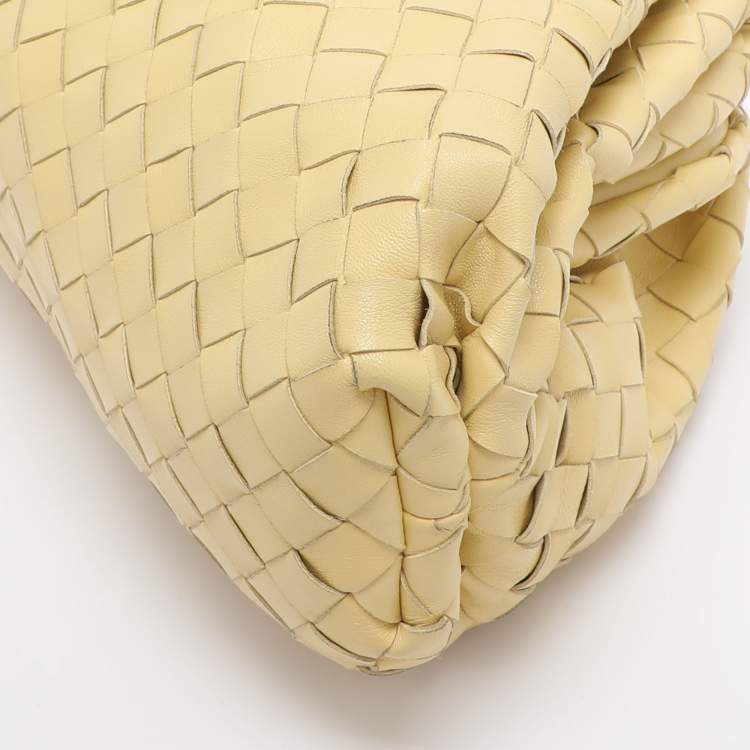 Pre Owned Bottega Veneta Yellow Intrecciato Leather Large Pouch Clutch