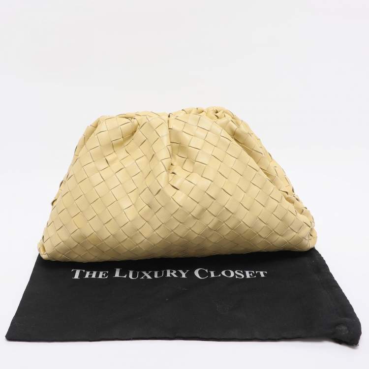 Pre Owned Bottega Veneta Yellow Intrecciato Leather Large Pouch Clutch