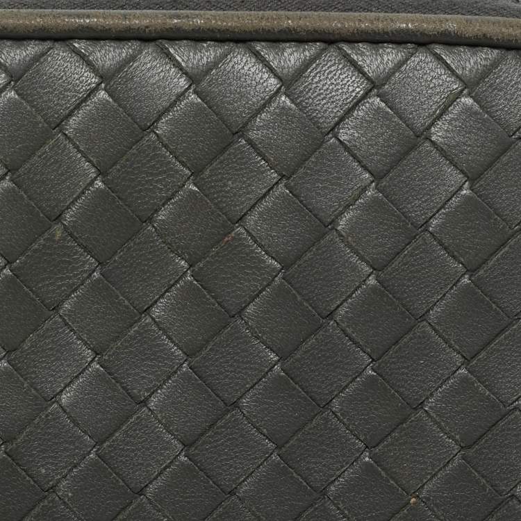 Pre Owned Bottega Veneta Grey Intrecciato Leather Zipped Coin Purse