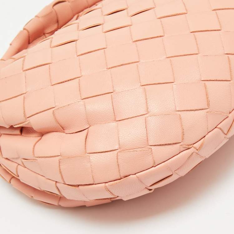 Pre Owned Bottega Veneta Peach Intrecciato Leather Mini Jodie Hobo