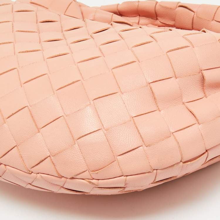 Pre Owned Bottega Veneta Peach Intrecciato Leather Mini Jodie Hobo