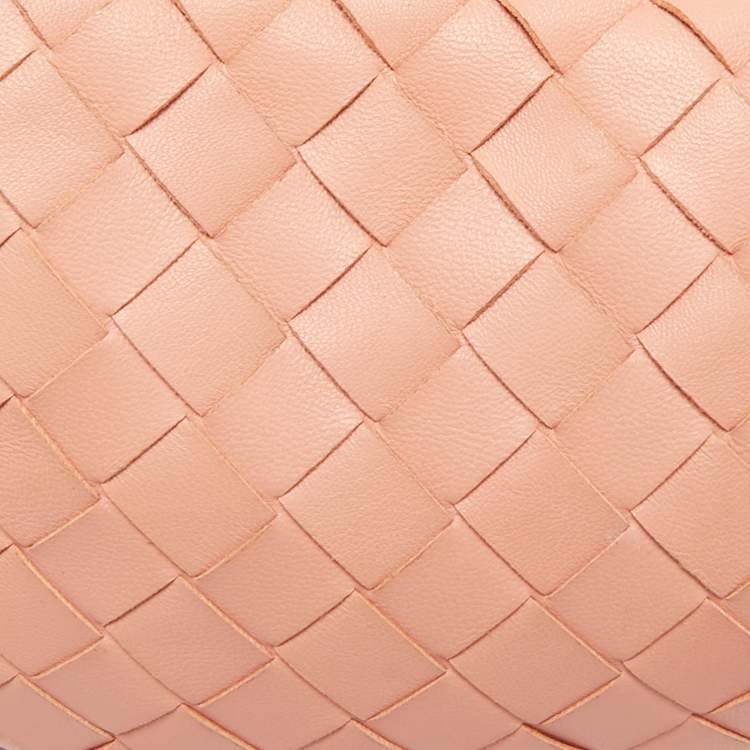 Pre Owned Bottega Veneta Peach Intrecciato Leather Mini Jodie Hobo