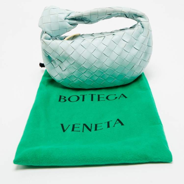 Pre Owned Bottega Veneta Light Blue Intrecciato Leather Mini Jodie Hobo