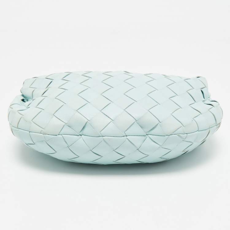 Pre Owned Bottega Veneta Light Blue Intrecciato Leather Mini Jodie Hobo