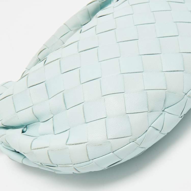 Pre Owned Bottega Veneta Light Blue Intrecciato Leather Mini Jodie Hobo