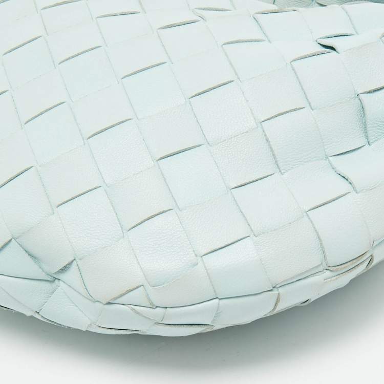 Pre Owned Bottega Veneta Light Blue Intrecciato Leather Mini Jodie Hobo