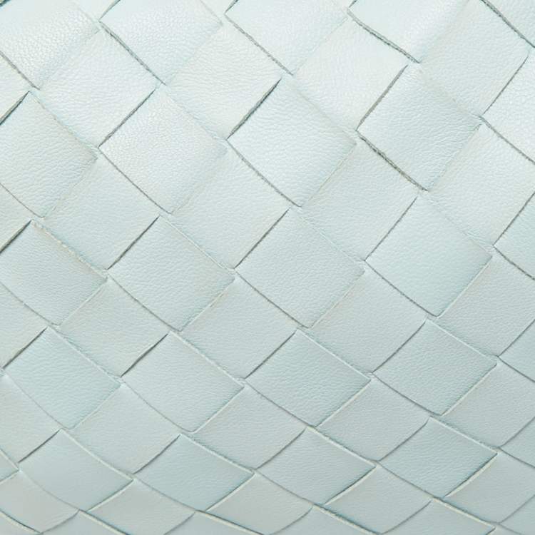 Pre Owned Bottega Veneta Light Blue Intrecciato Leather Mini Jodie Hobo