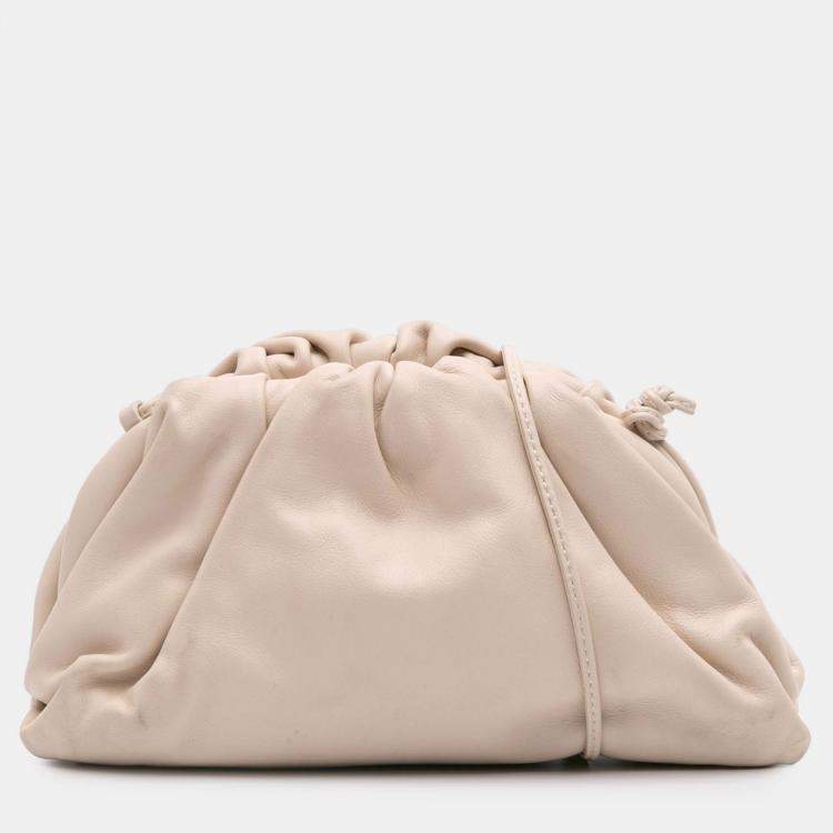 Pre Owned Bottega Veneta Beige Lambskin The Mini Pouch Crossbody