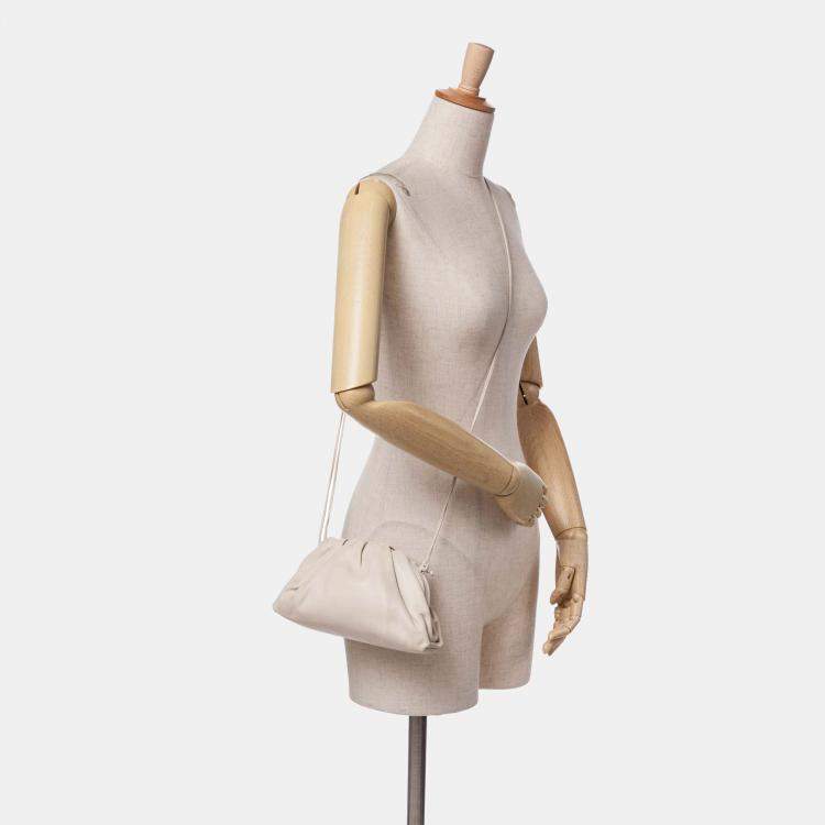 Pre Owned Bottega Veneta Beige Lambskin The Mini Pouch Crossbody
