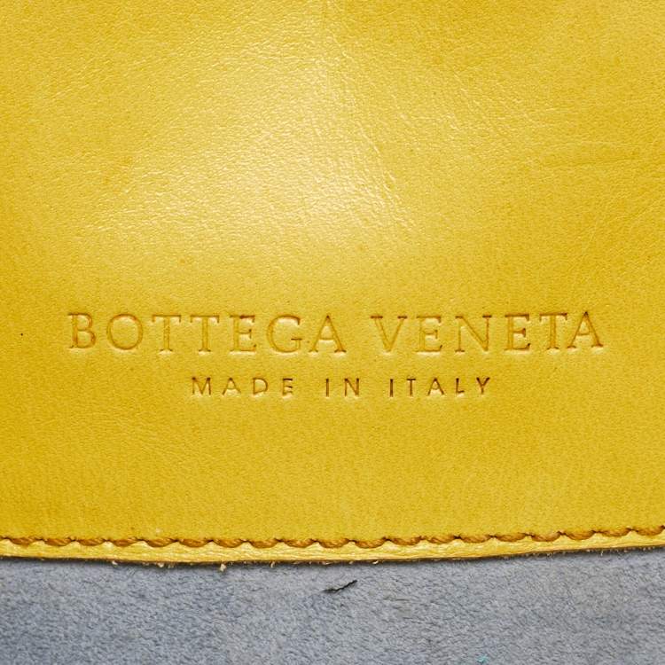Pre Owned Bottega Veneta Yellow/Gold Intrecciato Leather Shopper Tote