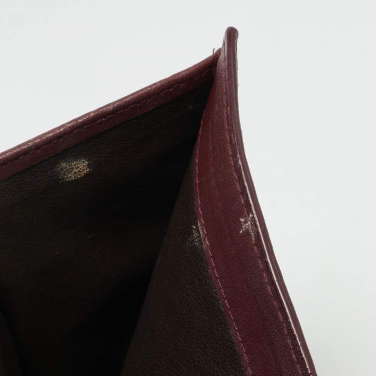 Pre Owned Bottega Veneta Burgundy Intrecciato Leather French Wallet