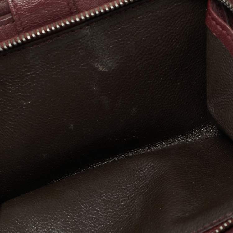 Pre Owned Bottega Veneta Burgundy Intrecciato Leather French Wallet