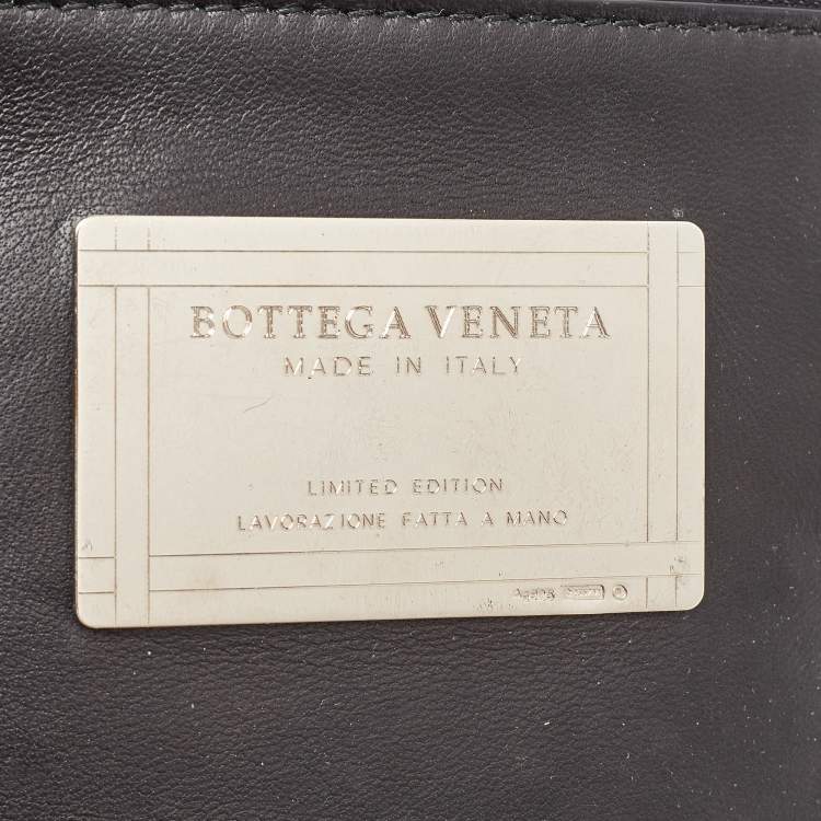 Pre Owned Bottega Veneta Black Intrecciato Leather Medium Cabat Tote