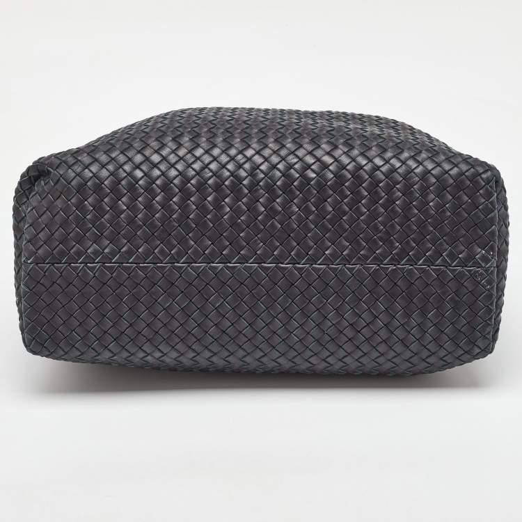 Pre Owned Bottega Veneta Black Intrecciato Leather Medium Cabat Tote