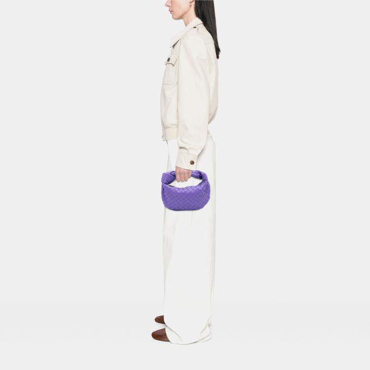 Pre Owned Bottega Veneta Purple Mini Nappa Intrecciato Jodie