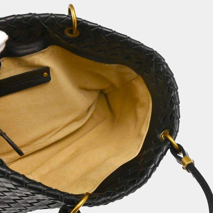 Pre Owned Bottega Veneta Black Intrecciato Capri Tote Handbag
