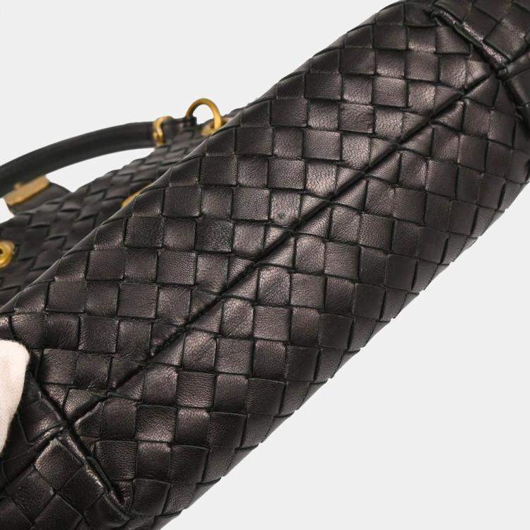 Pre Owned Bottega Veneta Black Intrecciato Capri Tote Handbag