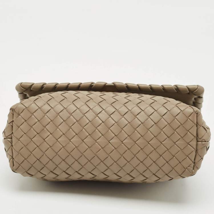 Pre Owned Bottega Veneta Grey Intrecciato Leather Baby Olimpia Shoulder Bag