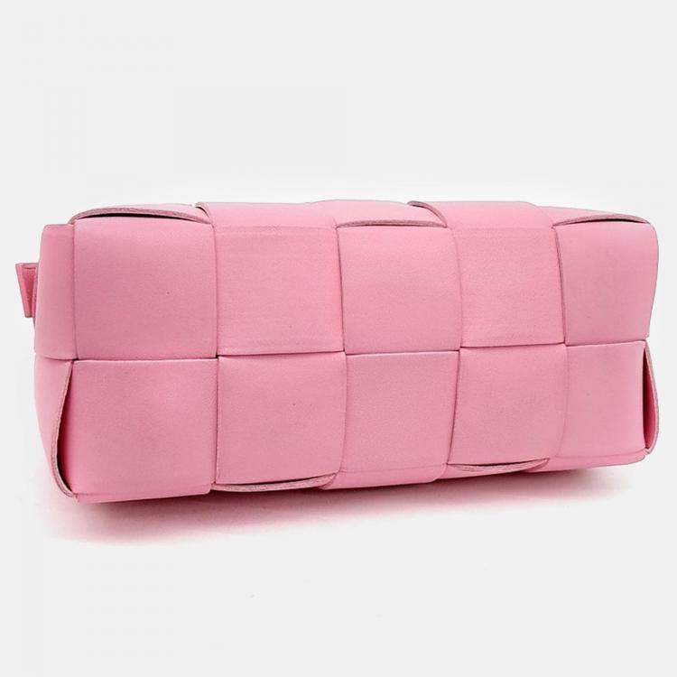 Pre Owned Bottega Veneta Pink Leather Brick Cassette Bag