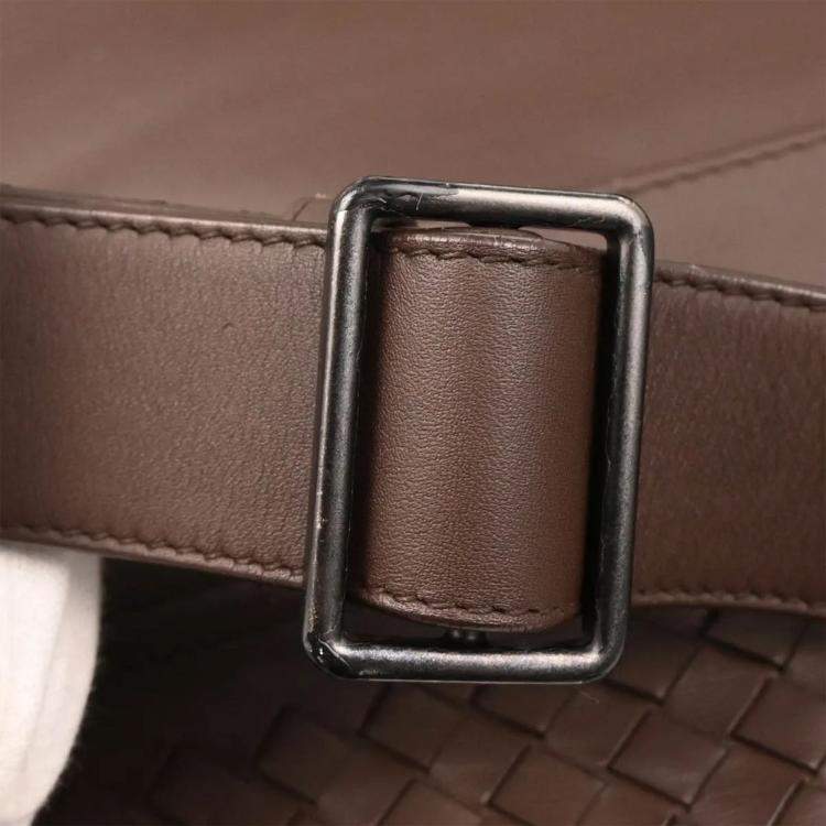 Pre Owned Bottega Veneta Brown Intrecciato Crossbody Shoulder Bag