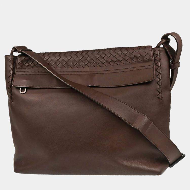 Pre Owned Bottega Veneta Brown Intrecciato Crossbody Shoulder Bag