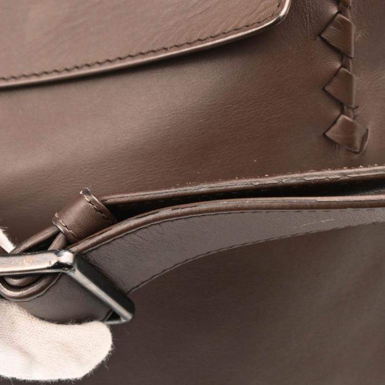 Pre Owned Bottega Veneta Brown Intrecciato Crossbody Shoulder Bag