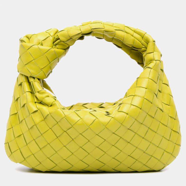 Pre Owned Bottega Veneta Yellow Mini Nappa Intrecciato Jodie