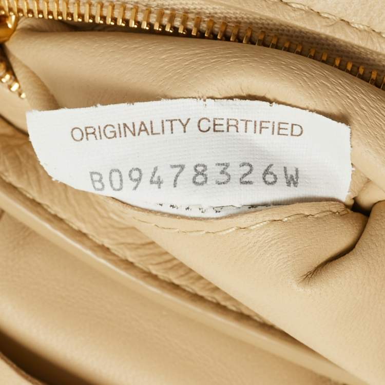 Pre Owned Bottega Veneta Beige Padded Leather Chain Cassette Shoulder Bag