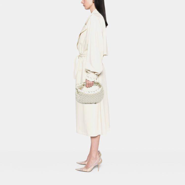 Pre Owned Bottega Veneta White Mini Patent Intrecciato Jodie