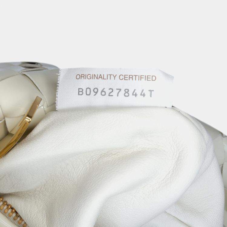 Pre Owned Bottega Veneta White Mini Patent Intrecciato Jodie