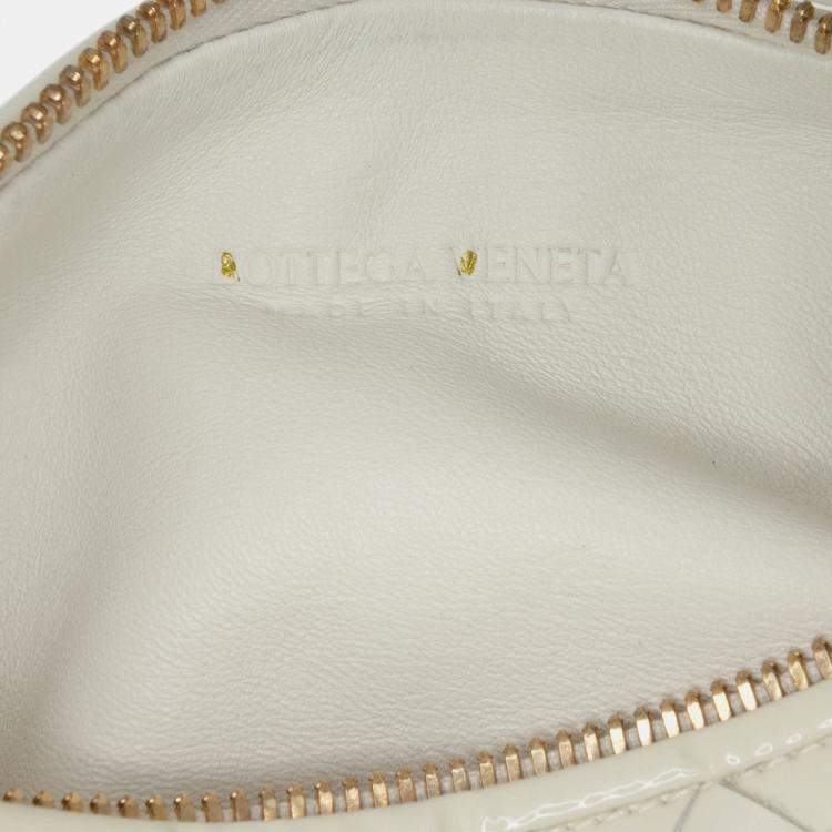 Pre Owned Bottega Veneta White Mini Patent Intrecciato Jodie