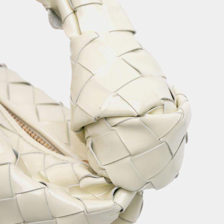 Pre Owned Bottega Veneta White Mini Patent Intrecciato Jodie